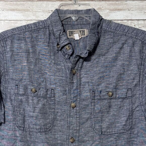 Duluth Trading Co Shirt Mens Medium Relaxed Fit Blue Button Down Short Sleeve - Picture 2 of 9